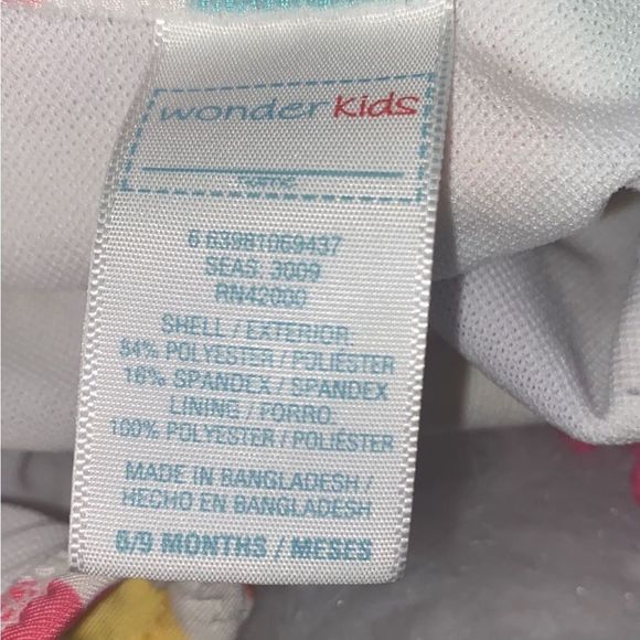 Girls Swimsuit WonderKids 1 Pc Pink Heart Beaded Bathing Swim Suit - Picture 6 of 8